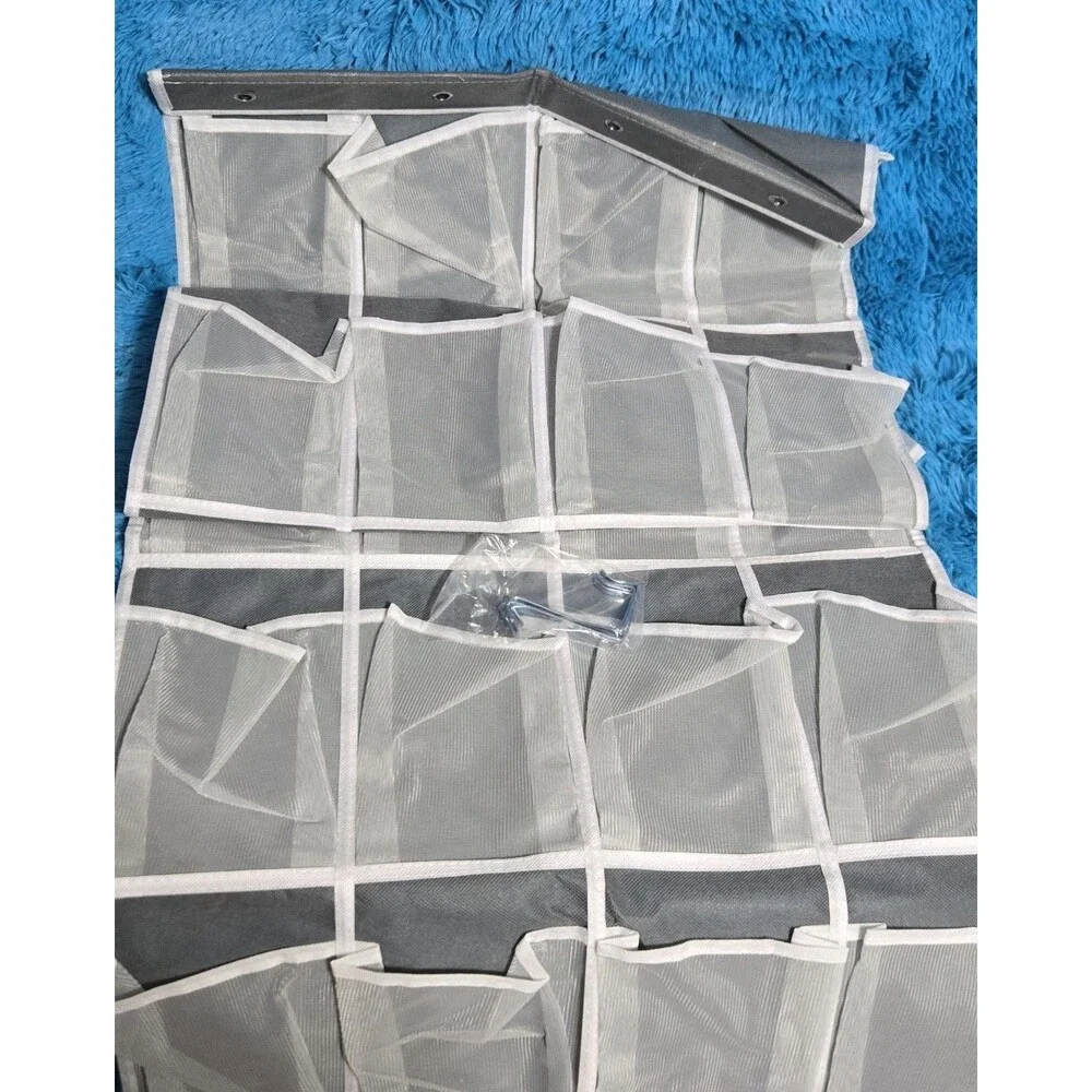 Destination Holiday Hanging Shoe Organizer Over-The-Door Pockets Gray Fabric